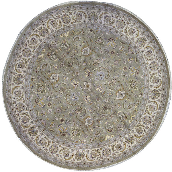 Bokara Rug Co., Inc. HandKnotted HighQuality Gold and Ivory Round